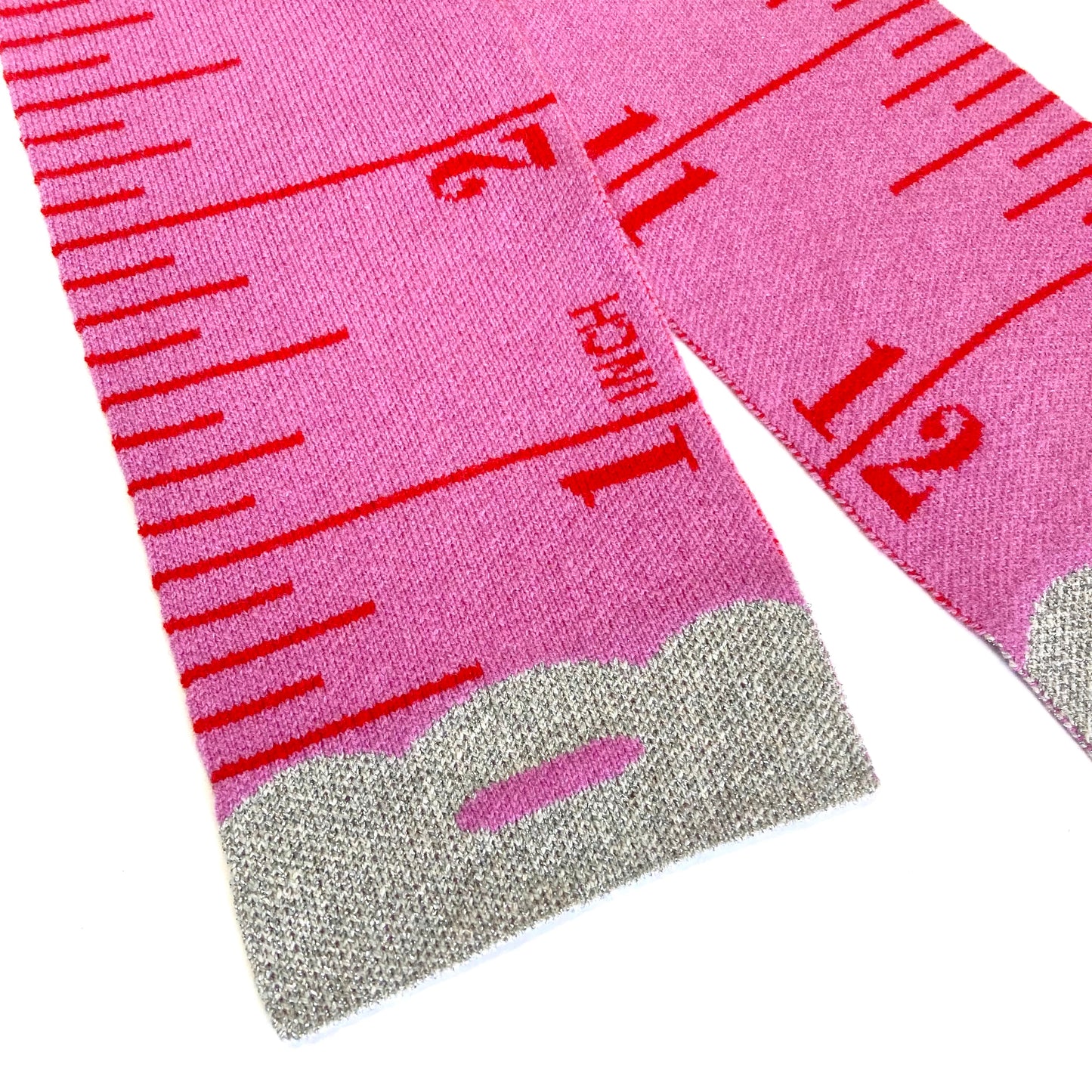 Tape Measure Scarf - PINK and RED