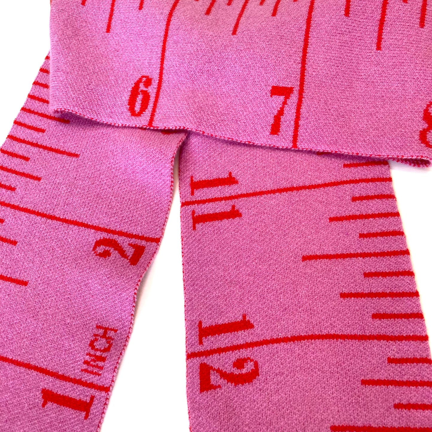 Tape Measure Scarf - PINK and RED