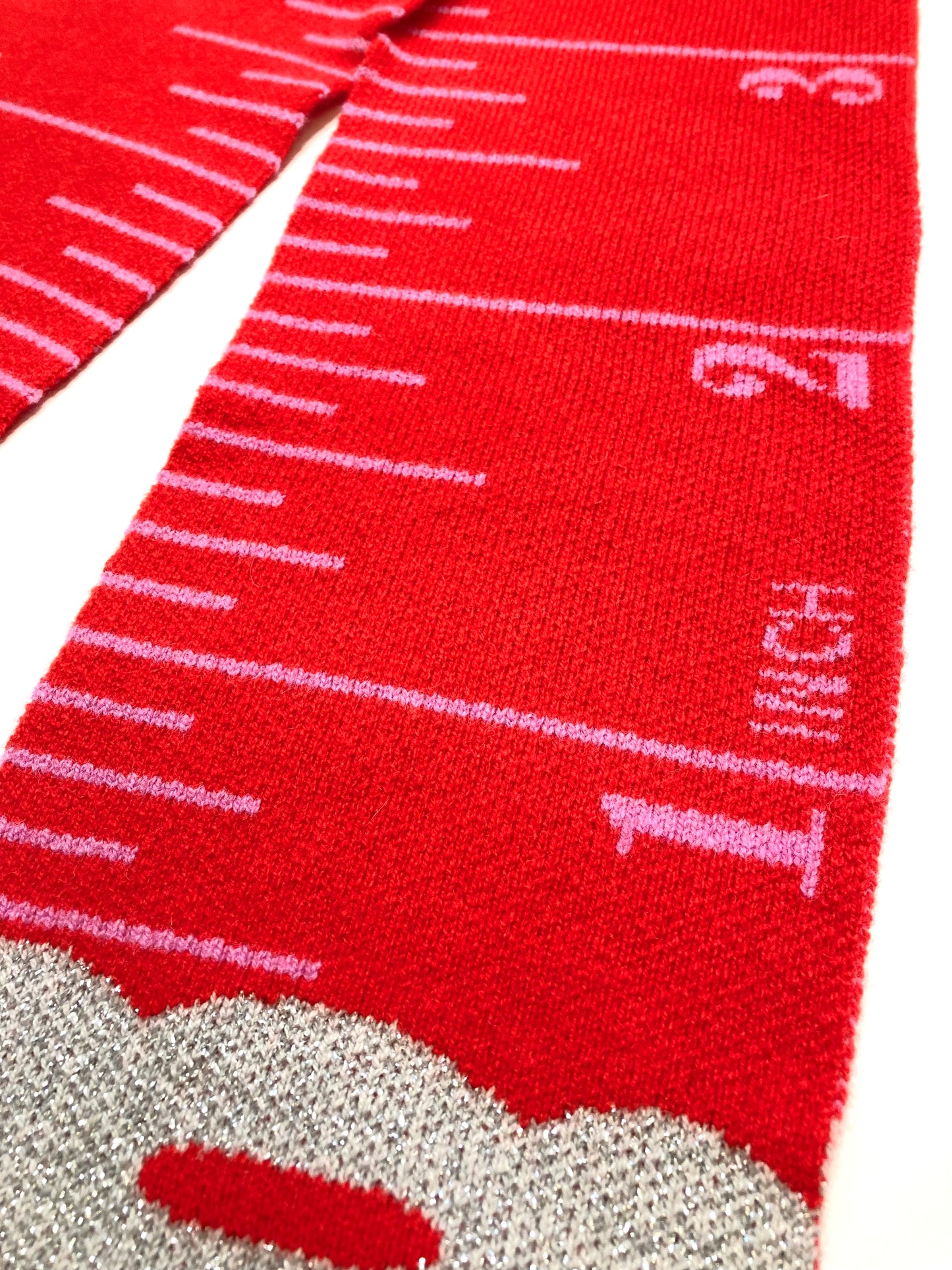 Tape Measure Scarf -  RED n PINK