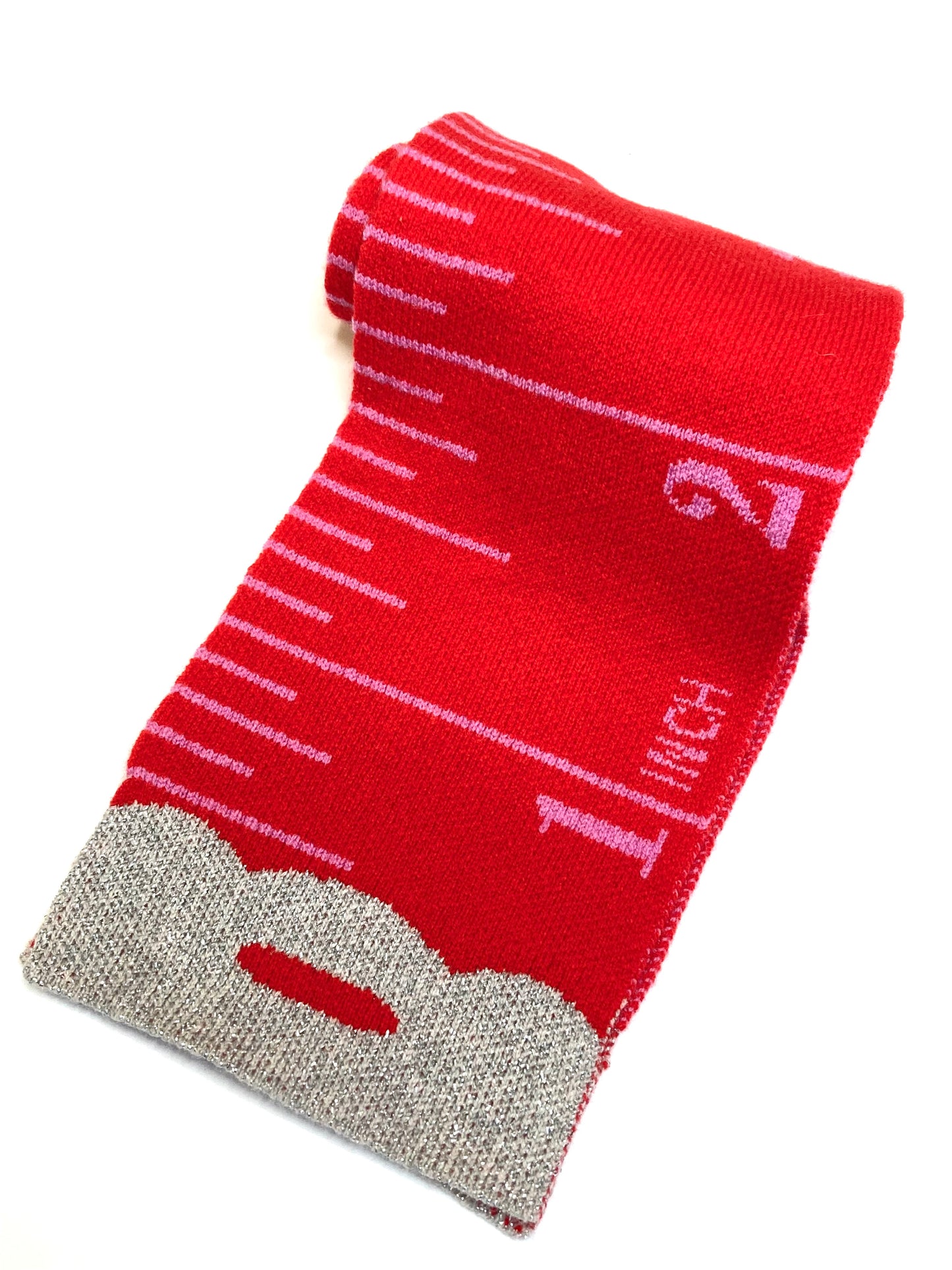 Tape Measure Scarf -  RED n PINK