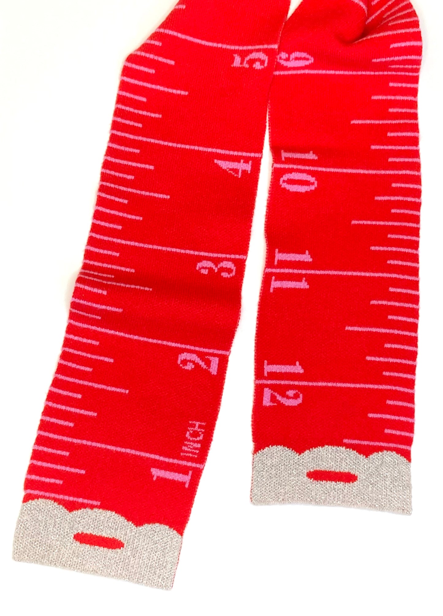 Tape Measure Scarf -  RED n PINK